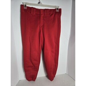 Women Mizuno Softball Button Up Pants Size Medium RED Elastic Bottom